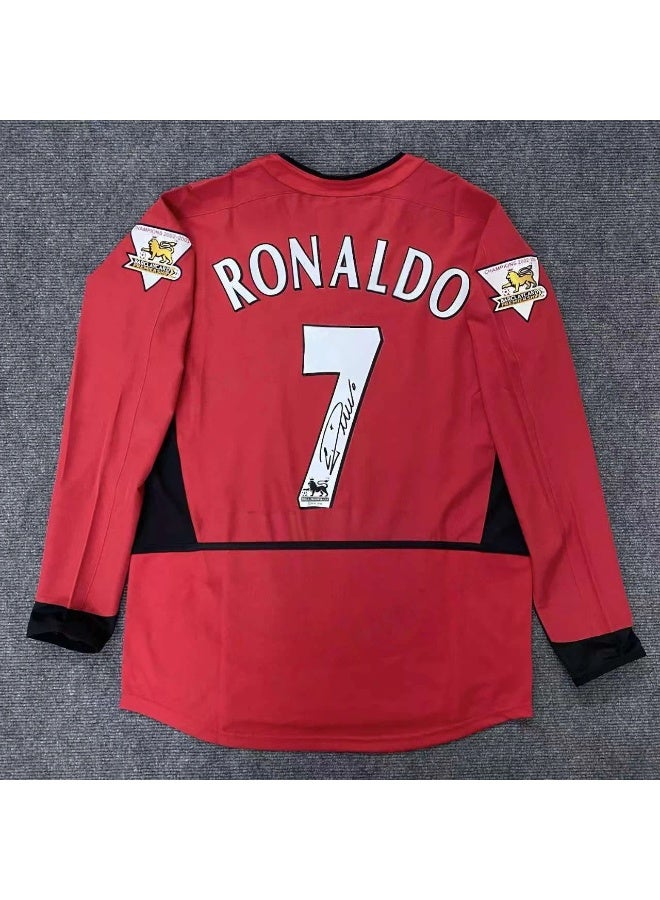 Ronaldo توقيع ريترو بأكمام طويلة لكرة القدم جيرسي #7 رونالدو ريترو بأكمام طويلة لكرة القدم جيرسي هدية للجماهير والأصدقاء - Image 1
